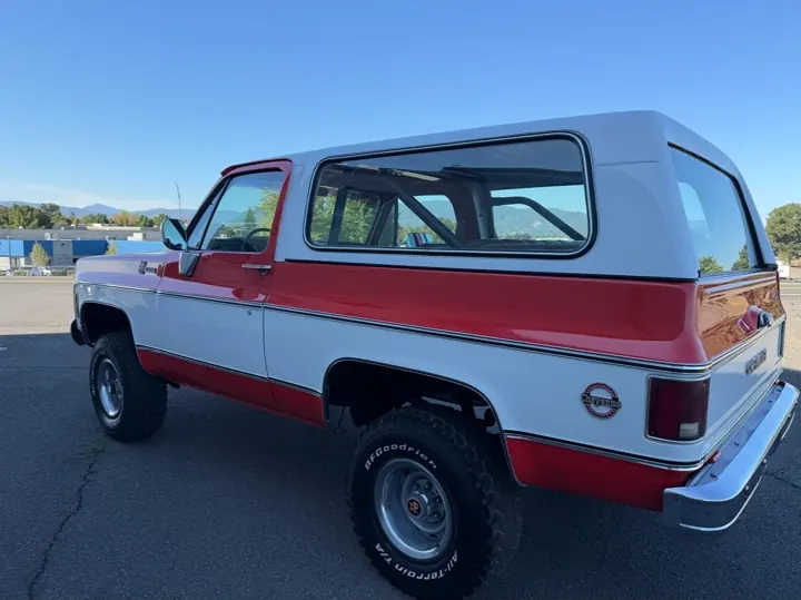 Red and white 1976 Chevy K5 Blazer after a frame-off restoration
